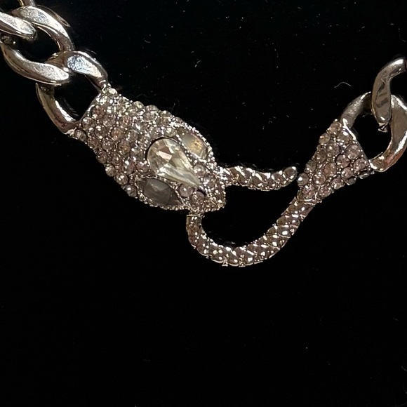 Unisex Rhinestone Snake Curb Chain Necklace (18") 🐍✨ - Picture 3 of 4